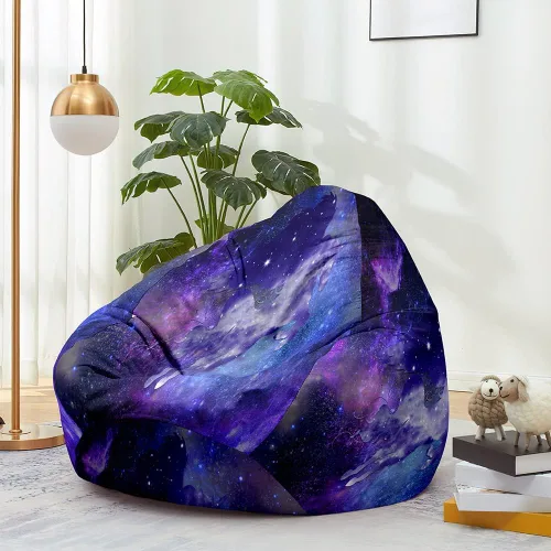 Morbuy Funda para silla puff para niños y adultos (sin relleno), diseño de cielo estrellado 3D, suave, perezoso, funda lavable de gran tamaño para