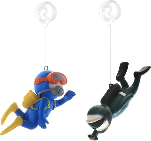 Paquete de 2 Decoraciones Lindas de Buceador Pequeño para Acuario, Decoración de Acuario, Accesorios Flotantes para Acuario, Juguete para Peces