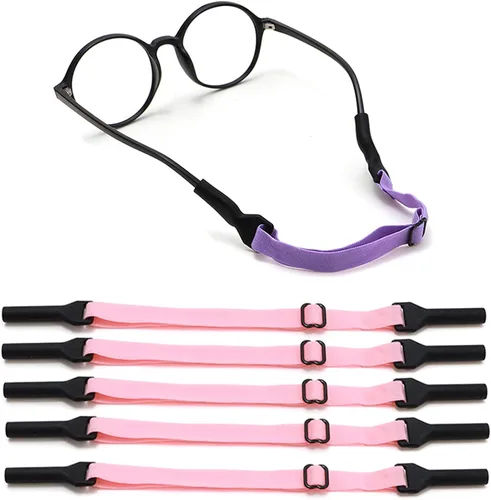Correa ajustable para lentes para niños, 5 correas sin cola, correa de soporte para lentes para niños y niñas Rosa
