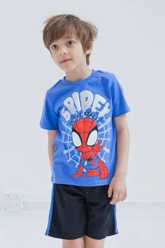 Miniatura 2 de Marvel Spidey and His Amazing Friends Miles Morales - Conjunto de camiseta y pantalones cortos de malla para niños pequeños a niños pequeños