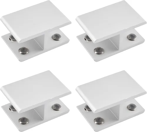 Miniatura 15 de INCREWAY Abrazadera de vidrio, paquete de 4 soportes ajustables de aleación de aluminio de doble cara para estante de vidrio, soporte de abrazadera
