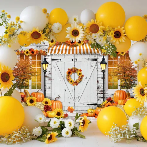 Miniatura 2 de Avezano Telones de fondo de otoño para fotografía, otoño, calabaza, girasol, cosecha de Acción de Gracias, vacaciones, sesión de fotos, fondo