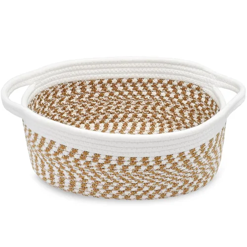 Miniatura 30 de ABenkle Cesta Pequeña con Asas - Contenedor de Almacenamiento Tejido de Cuerda Decorativo Duradero Cubo Organizador de Estante, Cesta de Regalo