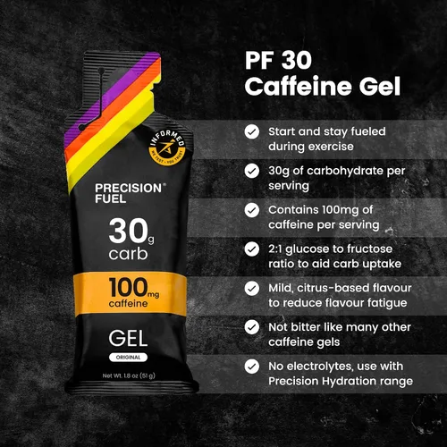 Miniatura 2 de Precision Fuel PF30 - Gel energético de cafeína – Geles de correr de sabor suave para atletas de resistencia, 1.06 onzas de carbohidratos, fácil