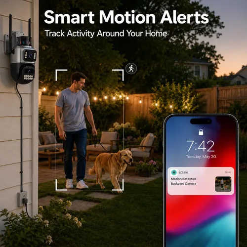 Miniatura 5 de Cámara de seguridad 5G para exteriores, cámaras PTZ de doble lente de 6MP 6X para seguridad en el hogar, cámara con cable impermeable IP66