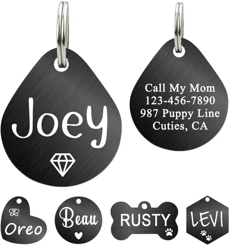 Miniatura 23 de Ultra Joys - Etiqueta personalizada de identificación para mascotas para perros, etiqueta de identificación de hueso de acero inoxidable cepillado