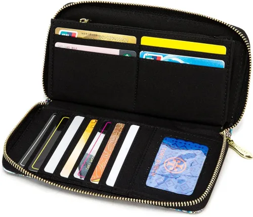 Miniatura 177 de Cartera de mano para mujer, estilo bohemio, con RFID, elegante, espaciosa con correa para viajes, capacidad para tarjetas, teléfono, dinero