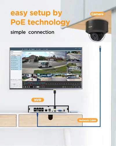 Miniatura 2 de Sistema de cámara de seguridad PoE, 6 cámaras domo IP PoE con cable de 5MP IK10 a prueba de vandalismo al aire libre con detección de persona, IP66