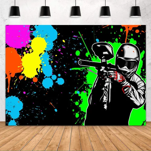 Telón de fondo de FHZON de 5 x 3 pies para fiesta de arte con salpicaduras de desorden colorido para fotografía temática de fiesta, juegos, fiesta,