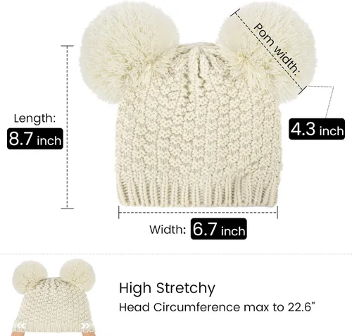 Miniatura 2 de Simplicity Gorro de punto trenzado para mujer, con pompón, para esquí, snowboard