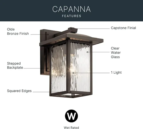 Miniatura 3 de Kichler 49924oz Capanna lámpara de pared para exteriores, 1 luz 60 vatios, bronce antiguo