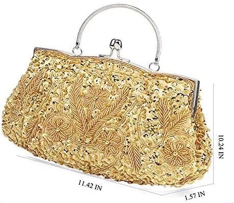 Miniatura 4 de Simcat Bolso de mano grande con cuentas de lentejuelas y flores