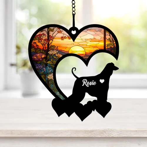 NAZENTI Atrapasoles personalizado de sabueso afgano, adorno conmemorativo personalizado para la pérdida de mascotas, regalo de condolencia de