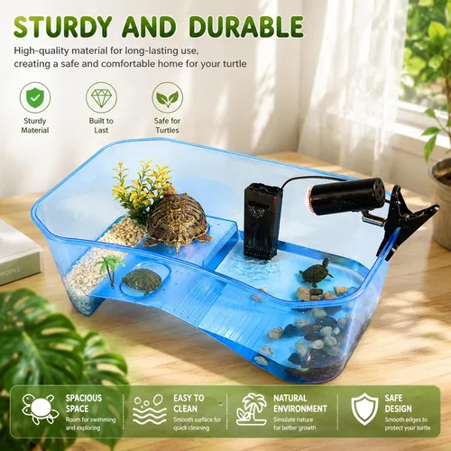 Miniatura 6 de Rypet Tanque Acuario para Tortugas - Hábitat de Reptiles, Hábitat de Tortugas, Tanque de Acuario para Reptiles para Cangrejo de Río y Cangrejo Azul