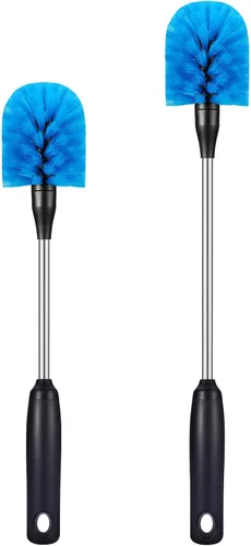 Miniatura 10 de MOSOLAN Cepillo para botellas de acero inoxidable con cabezal reemplazable, paquete de 2 cepillos de limpieza de mango largo para botellas de agua