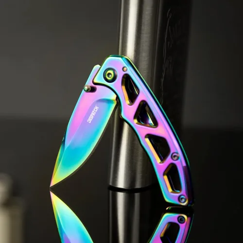 Miniatura 3 de Dispatch Cuchillo de bolsillo plegable con hoja y mango de titanio de color de acero inoxidable 8cr, bloqueo de seguridad integrado para militares