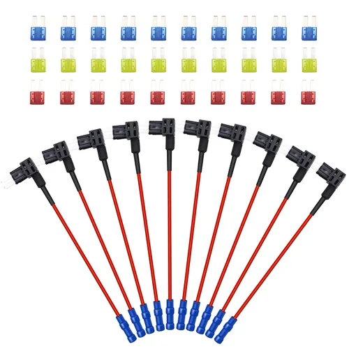 Paquete de 10 adaptadores de fusible de 12 V para automóvil Add-A-Circuit, Micro II Micro II Micro 2 APT ATR Blade Fuse Holder con hoja 10A 15A 20A