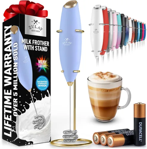 Miniatura 66 de Zulay Kitchen Espumador de leche de mano con pilas Duracell AA – Mezclador eléctrico ultrarrápido y creador de espuma, mezclador de bebidas fácil
