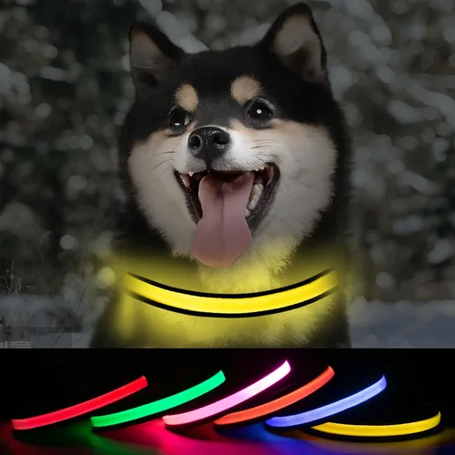 Miniatura 10 de Collares de perro iluminados recargables, collar de perro que brilla en la oscuridad, impermeable, collares de perro con luces LED intermitentes