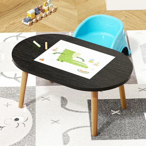 Miniatura 3 de FAMIDGE Mesa auxiliar, mesas auxiliares ovaladas pequeñas de 23.6 pulgadas para espacios pequeños con 4 patas de madera maciza, mesa de pie