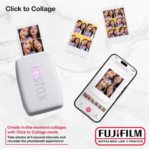 Miniatura 6 de Fujifilm Instax Mini Link 3 - Paquete de película para impresora Instax Mini (40 hojas), funda protectora Link 3 (blanco arcilla)