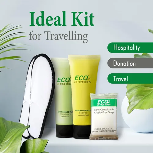 Miniatura 5 de ECO amenities Juego de 140 piezas de artículos de tocador de hotel a granel – Champú y acondicionador de viaje aprobado por la TSA – 0.49 oz