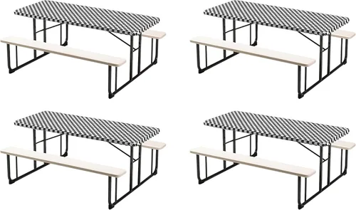 Miniatura 3 de Creative Converting 37427 Mantel de plástico con esquinas elásticas a cuadros, color negro, 30 x 96 pulgadas