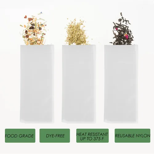 Miniatura 5 de Bolsas de filtro de té, 3 x 5 pulgadas, paquete de 20 bolsas de filtro de nailon (20, 3x5'' 90U)