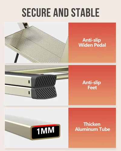 Miniatura 5 de WOA WOA Escalera de 3 escalones, taburete plegable, escalera ligera de aluminio para armario de cocina del hogar, pedales antideslizantes, facilidad