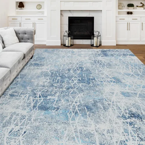 Alfombra de área para sala de estar, alfombra grande de 8 x 10 pies, suave, antideslizante, para dormitorio, moderna alfombra abstracta de pelo