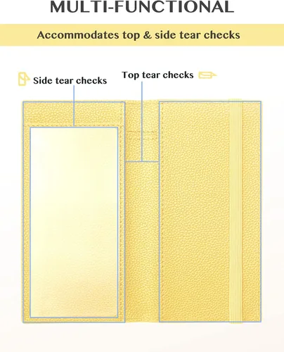Miniatura 2 de Zreal Funda para chequera con función de bloqueo RFID para hombres y mujeres, Amarillo, Elegante