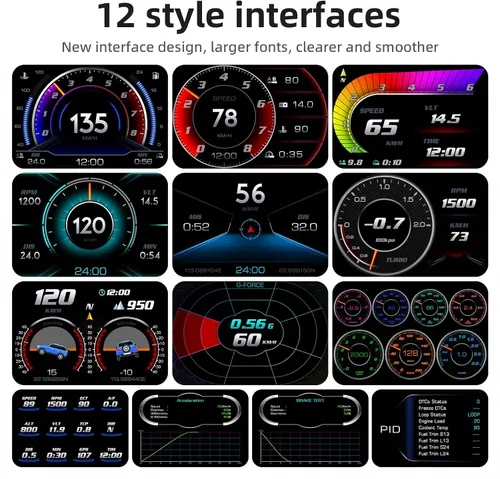 Miniatura 5 de AZIJYV Indicador Obd2 con velocidad, pantalla frontal para coches P24, consumo de combustible, RPM, alarma de sobrevelocidad, velocímetro digital