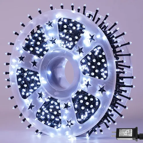 Miniatura 33 de QITONG Guirnalda de 500 luces LED de Navidad de 165 pies para exteriores, impermeable, luces multicolor con 8 modos, cable verde, luces parpadeantes