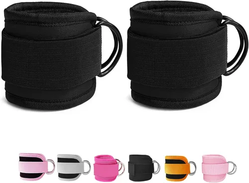 Miniatura 12 de Correas de tobillo de fitness para máquinas de cable, paquete de 2, cómodas y ajustables, puños de tobillo y muñeca acolchados, correas para piernas
