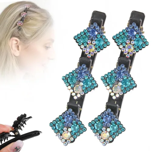Miniatura 16 de Pinzas de pelo trenzadas con piedra de cristal brillante, pinza para el cabello para mujer, pinzas de pelo corto con pico de pato, clip de pelo