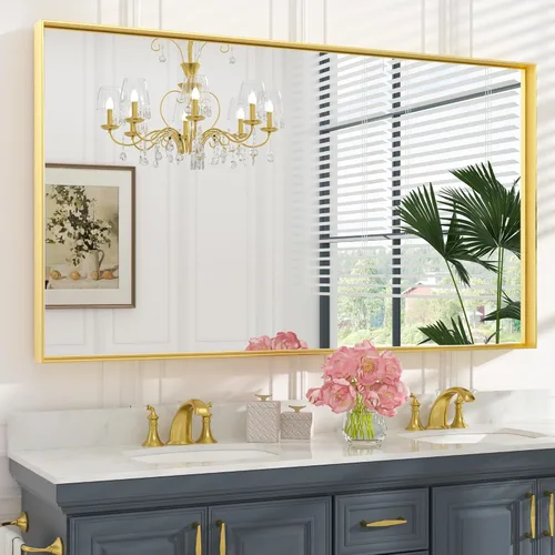 Miniatura 79 de Keonjinn - Espejo rectangular con marco negro para baño de 40 x 30 pulgadas, espejo de pared para sobre el lavabo, espejos de tocador de metal