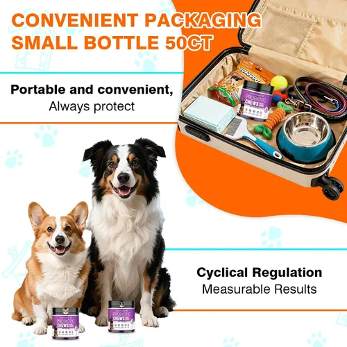 Miniatura 4 de Probióticos para perros, probióticos masticables y picor intestinal digestivo, probióticos para la piel, alivio de la picazón, diarrea, 50 tabletas