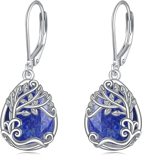 Miniatura 199 de Aretes colgantes con forma de lágrima de filigrana de piedra lunar de plata de ley 925 con cierre de palanca para mujer, regalos de joyería