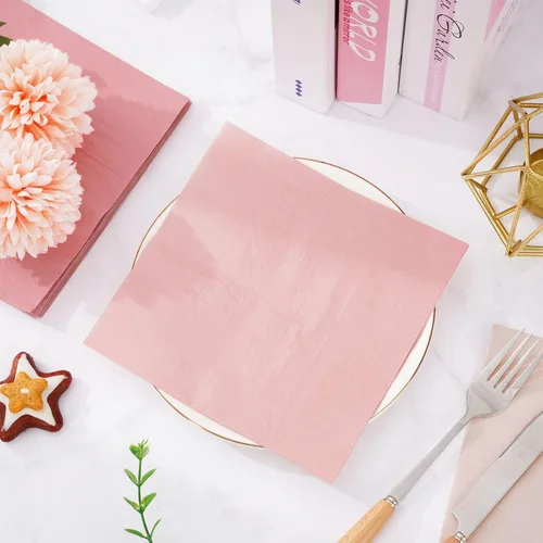 Miniatura 6 de Whaline 150 servilletas de papel rosa melocotón 3 colores desechables servilletas de almuerzo temática rosa servilleta para celebración, reunión