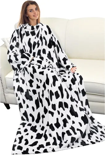 Miniatura 21 de Catalonia Manta con estampado navideño con mangas y bolsillo, acogedora manta de forro polar suave de visón, manta de microfelpa para mujeres y Elfo