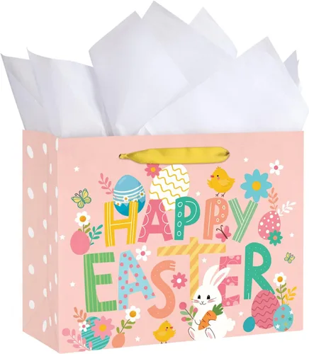 Miniatura 10 de LeZakaa Bolsa de regalo de cruz de 13 pulgadas, bolsa de regalo cristiana dorada con papel de seda, etiqueta de regalo y tarjeta para bautizos