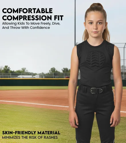 Miniatura 5 de Exxact Sports Protector de pecho de béisbol juvenil, camisa acolchada para el esternón y corazón, protector de pecho de sóftbol para niñas y jóvenes