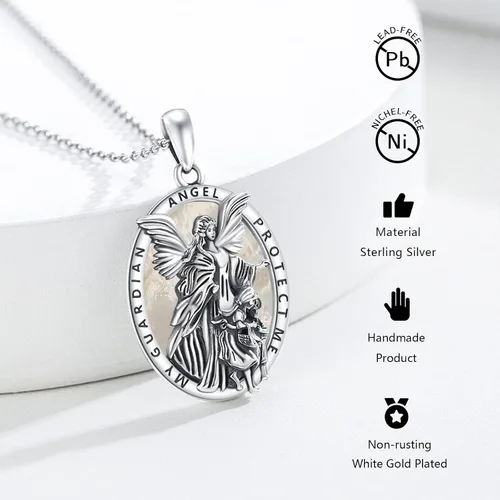 Miniatura 4 de Collar con colgante de San MiguelSan CristóperSan SebastiánGuadalupeÁngel de la GuardaSanta MuerteJudeJoseph para hombres y mujeres, plata de ley