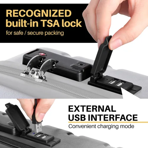 Miniatura 3 de AnyZip Equipaje de mano de 21" Hardside PC ABS ligero USB maleta con ruedas TSA Lock
