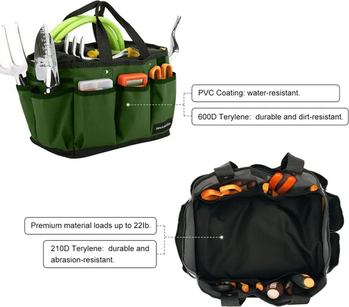 Miniatura 4 de Housolution Bolsa de Jardinería, Bolsa de Almacenamiento de Herramientas de Jardín de Lujo y Organizador para el Hogar con Bolsillos, Resistente al