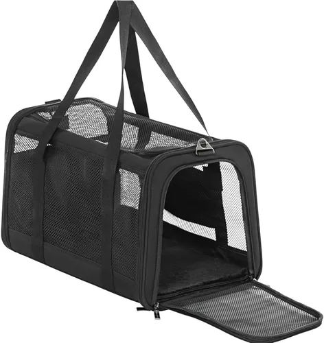 Miniatura 20 de PETSFIT Transportador de gatos de lados suaves con hebillas de seguridad patentadas, cremalleras bloqueables y correa de seguridad, transportador