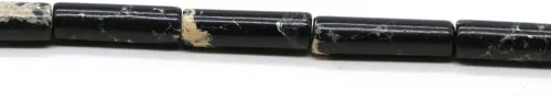 Piedra de jaspe imperial negro natural de 0.157 x 0.512 in en forma de tubo de piedras preciosas cilíndricas sueltas manuales para hacer pulseras,