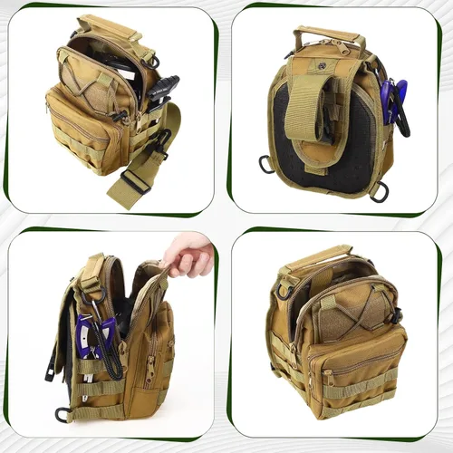 Miniatura 4 de Sosation 134 Piezas Herramienta de Pesca Herramienta de Pesca y Equipo Regalo para Adultos, Removedor de Anzuelos, Kit de Alicates, Mochila Caqui