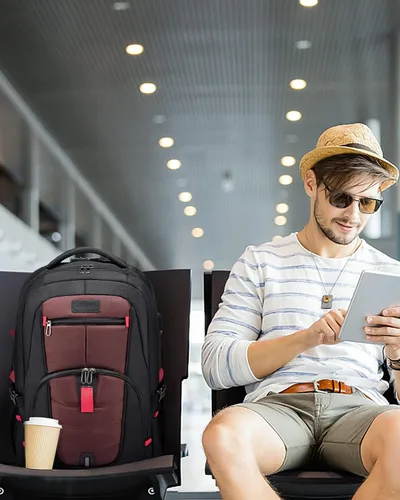 Miniatura 7 de LOVEVOOK Mochila de viaje para laptop con cerradura y de 17 pulgadas para computadora, para negocios, trabajo, escuela, universidad, para hombres