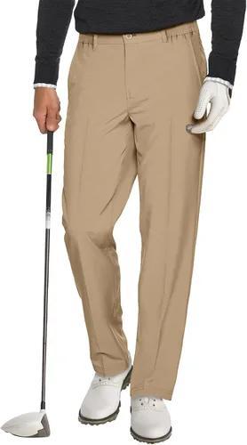 Pantalones de golf para hombre, elásticos, pantalones de trabajo y viajes, pantalones técnicos, casuales, con trabillas para cinturón con 5 bolsillos